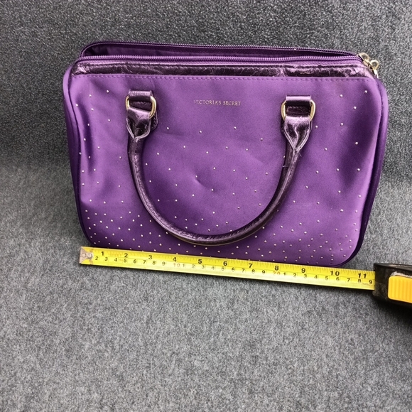 Victoria's Secret Purple & Gold Rhinestone Make-Up Handbag Clutch EUC - Picture 10 of 11
